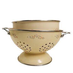 Vintage Enamelware Colander and Bowl Mini Floral